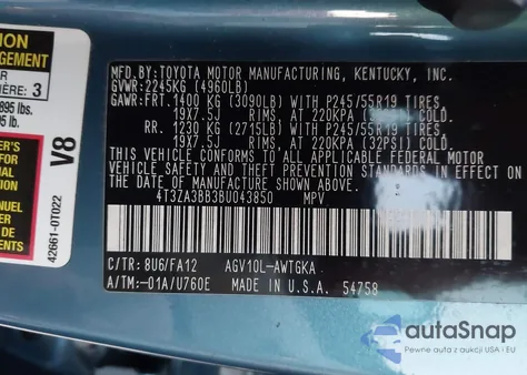2011 Toyota Venza from USA, damaged, VIN 4T3ZA3BB3BU043850